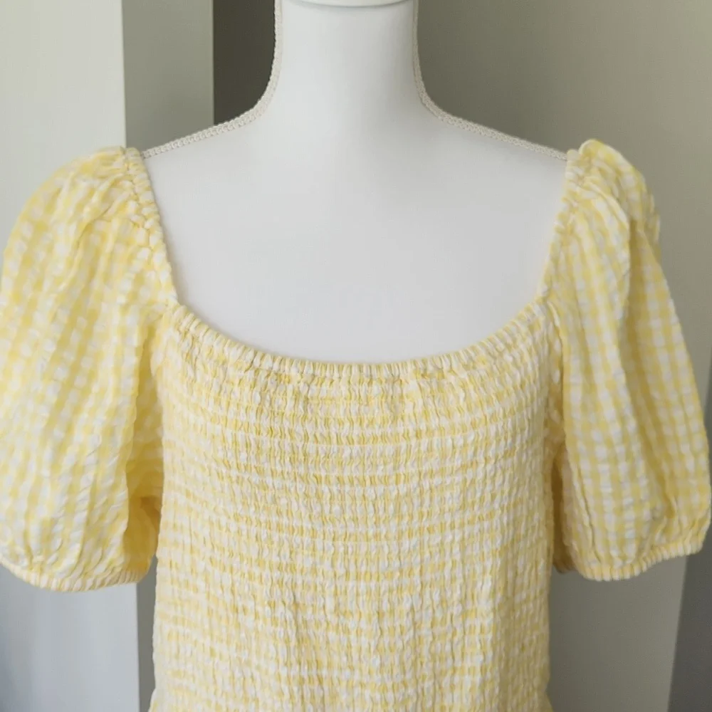 And Now This Dress Milkmaid Cotton Lace-up-Back Puffed Sleeves Tiered Gingham 1X - Picture 6 of 15